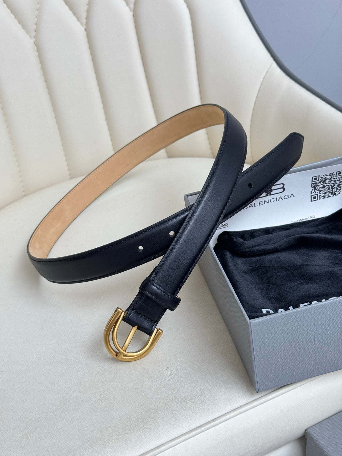 Balenciaga 8279472AB Black & Gold Designer Belt - detail image 2
