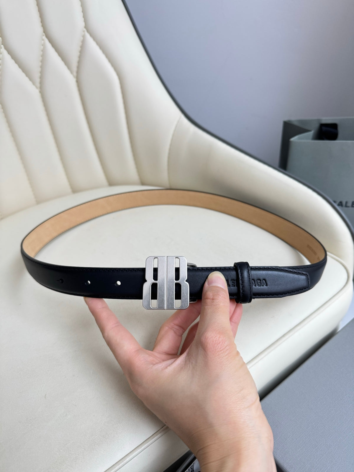 Balenciaga BALENCIAGA2025 Black & Silver Designer Belt - detail image 8
