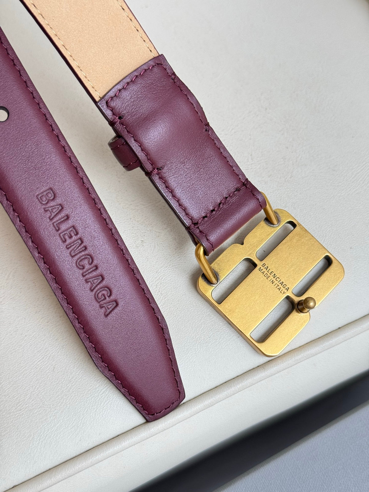 Balenciaga BALENCIAGA2025 Burgundy & Red Designer Belt - detail image 6