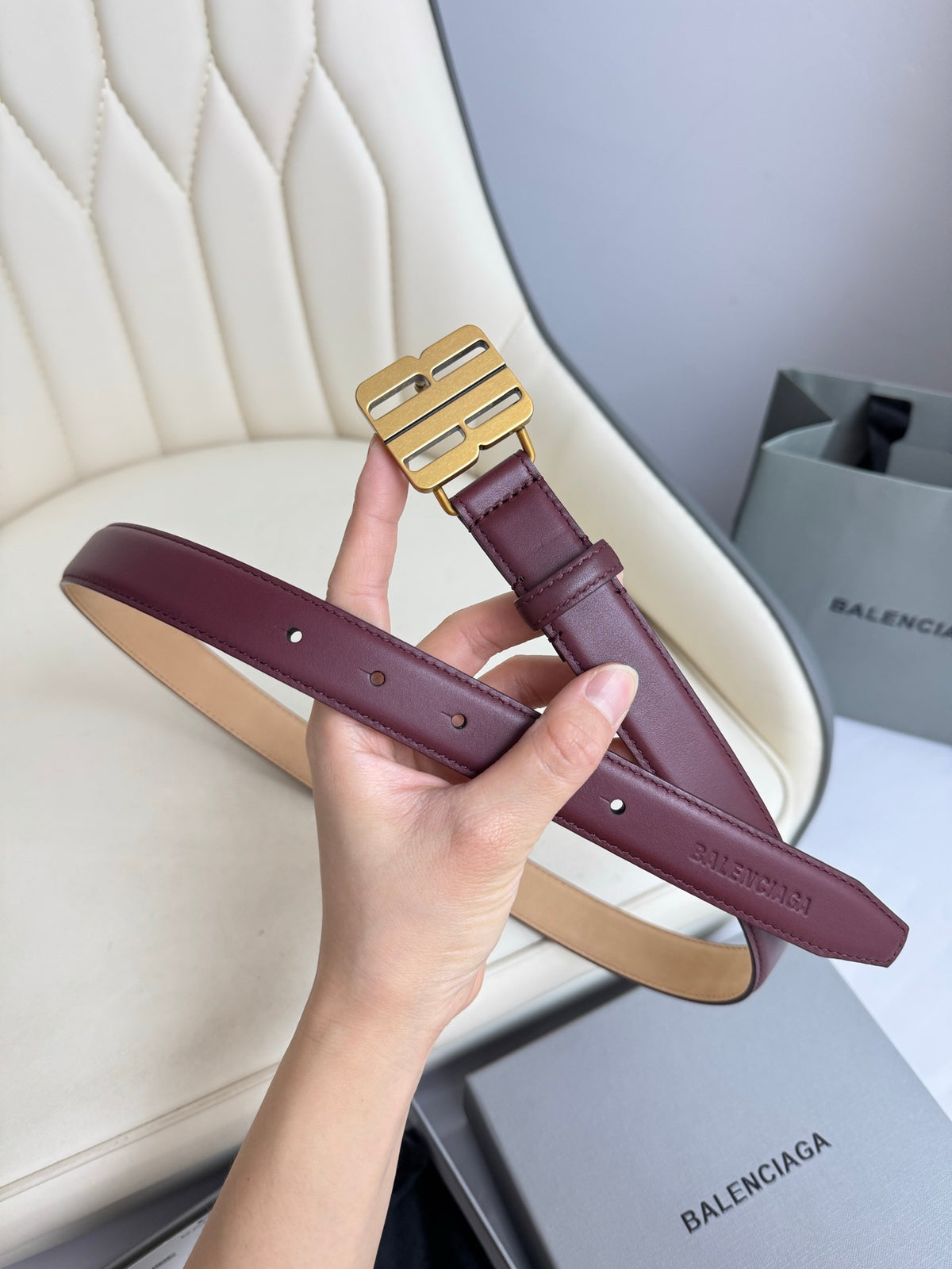 Balenciaga BALENCIAGA2025 Burgundy & Red Designer Belt - detail image 2