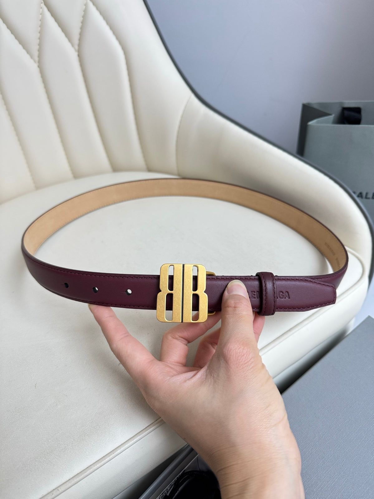 Balenciaga BALENCIAGA2025 Burgundy & Red Designer Belt - detail image 8
