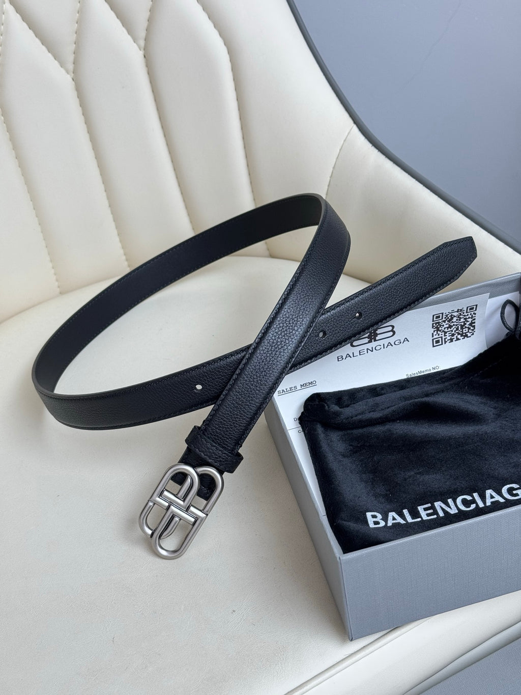 Balenciaga 58169015YVM1000 Black & Silver Designer Belt - detail image 3