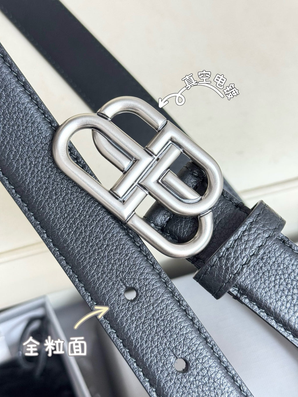 Balenciaga 58169015YVM1000 Black & Silver Designer Belt - detail image 5