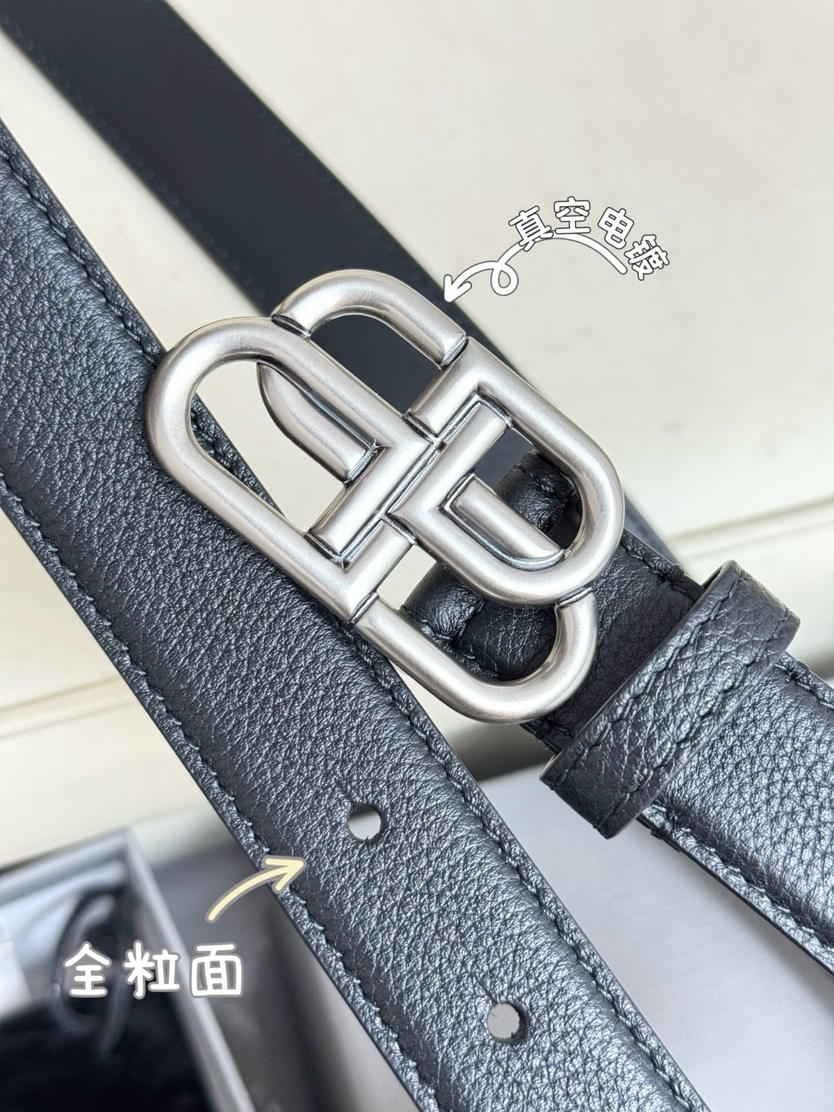 Balenciaga 58169015YVM1000 Black & Silver Designer Belt - detail image 5