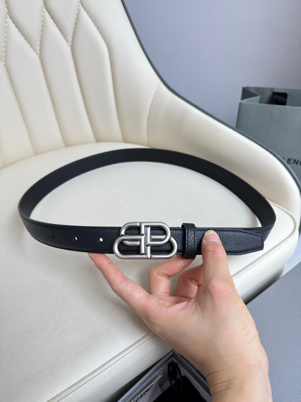 Balenciaga 58169015YVM1000 Black & Silver Designer Belt - detail image 8
