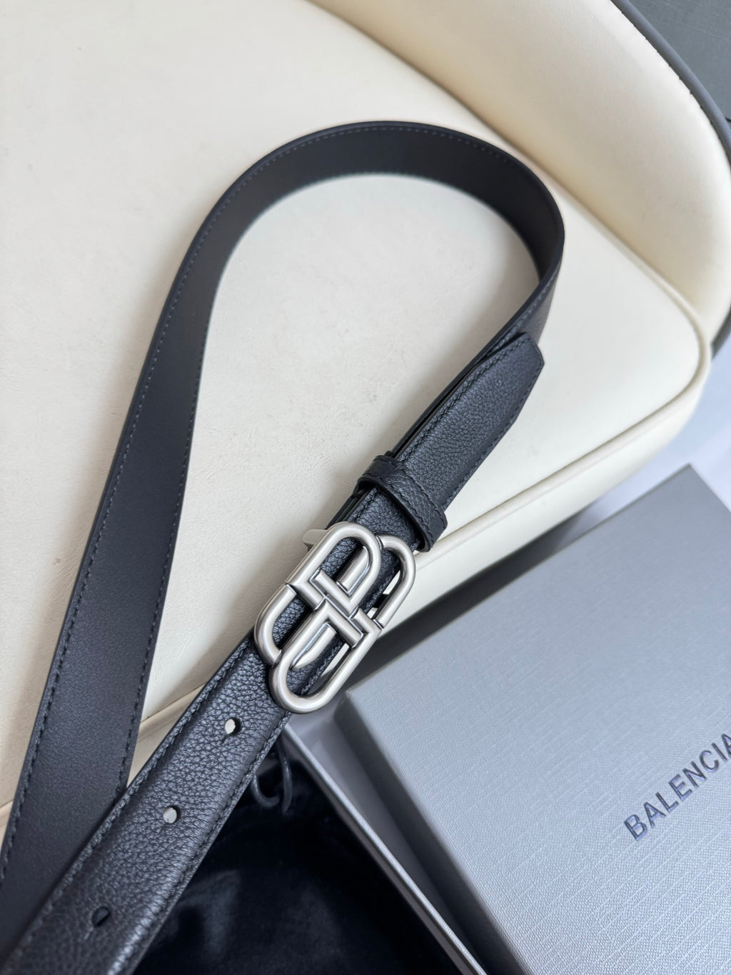 Balenciaga 58169015YVM1000 Black & Silver Designer Belt - detail image 7