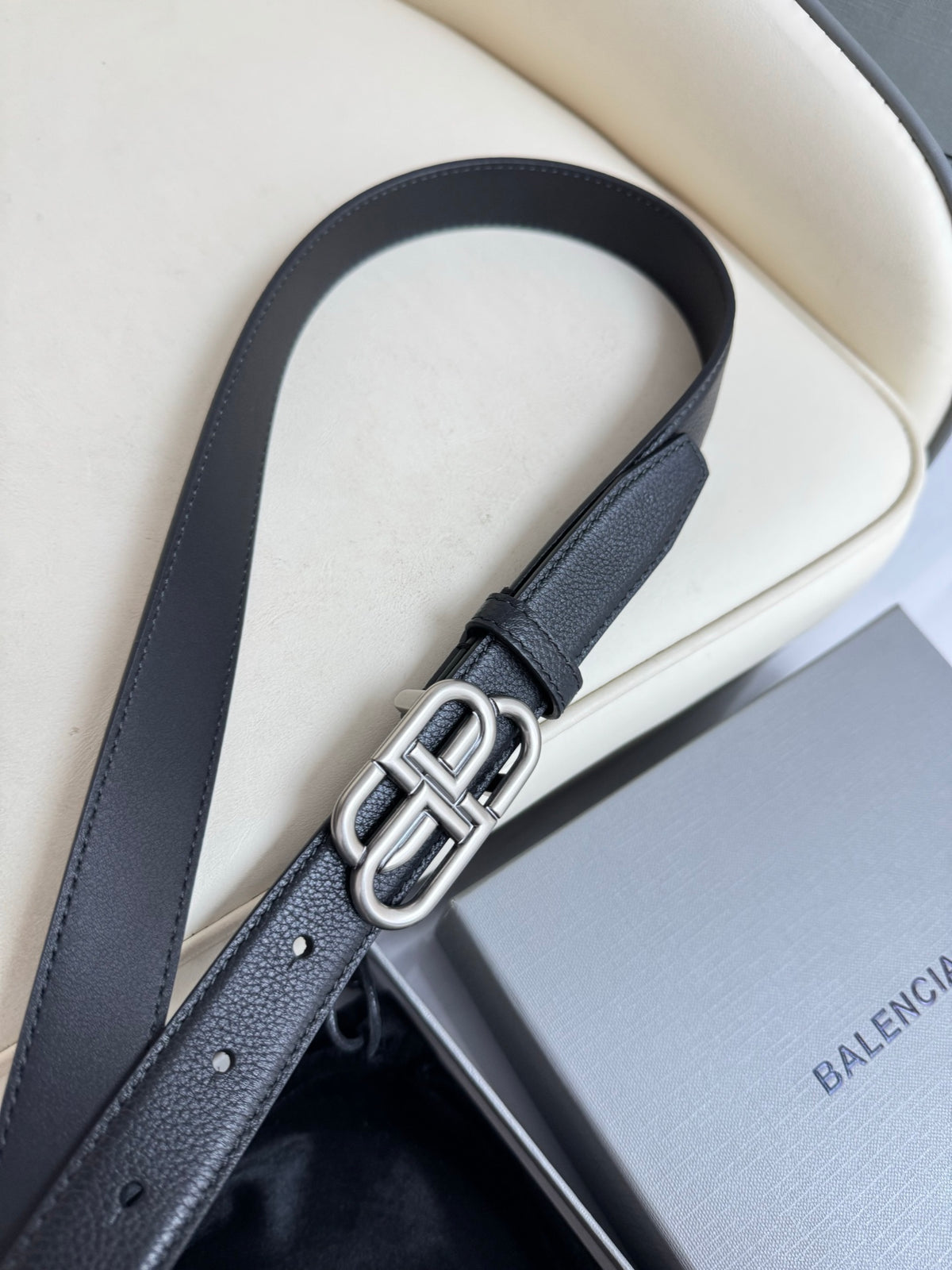 Balenciaga 58169015YVM1000 Black & Silver Designer Belt - detail image 7