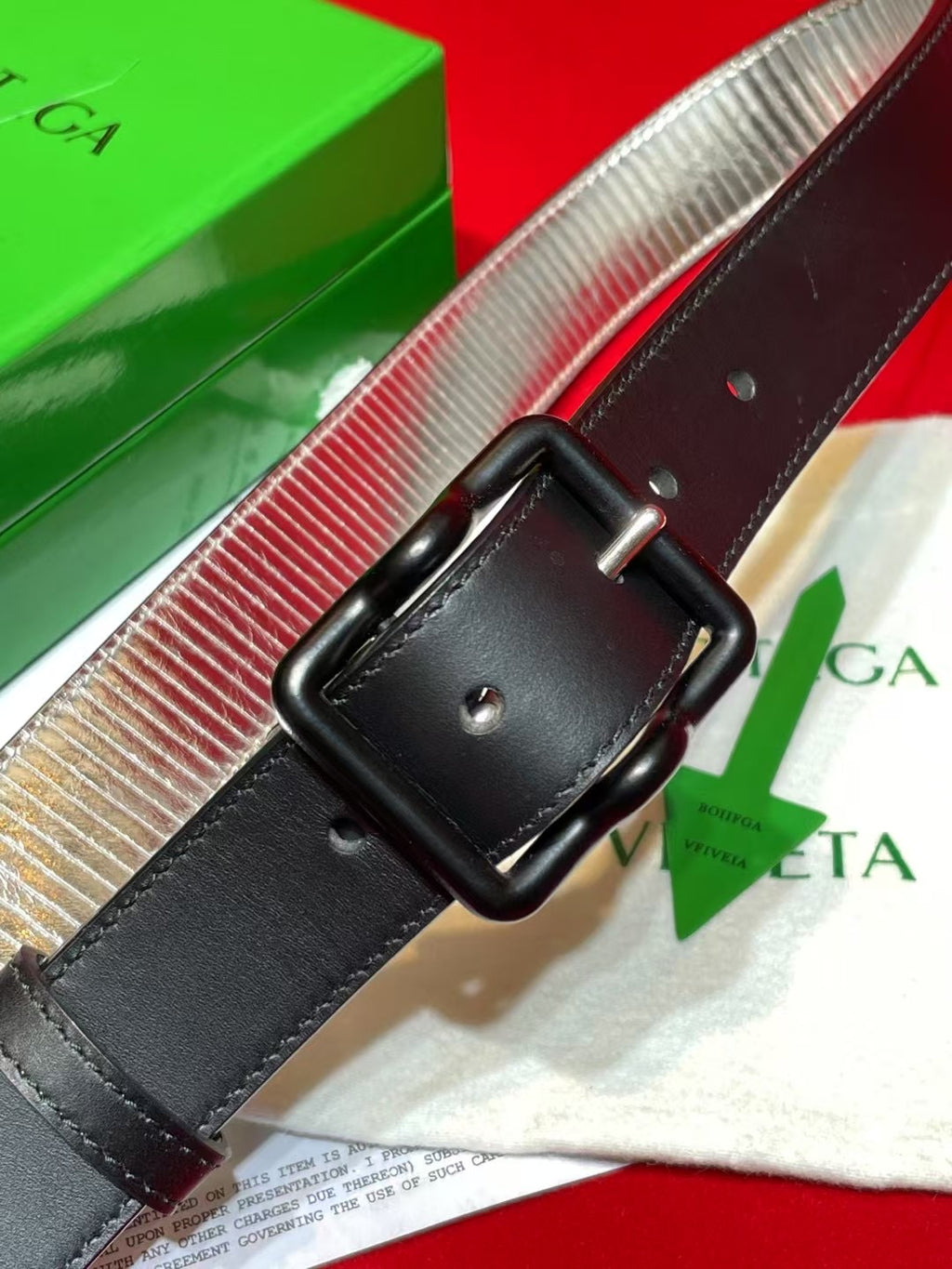 Bottega Veneta Black & Silver Designer Belt - detail image 2