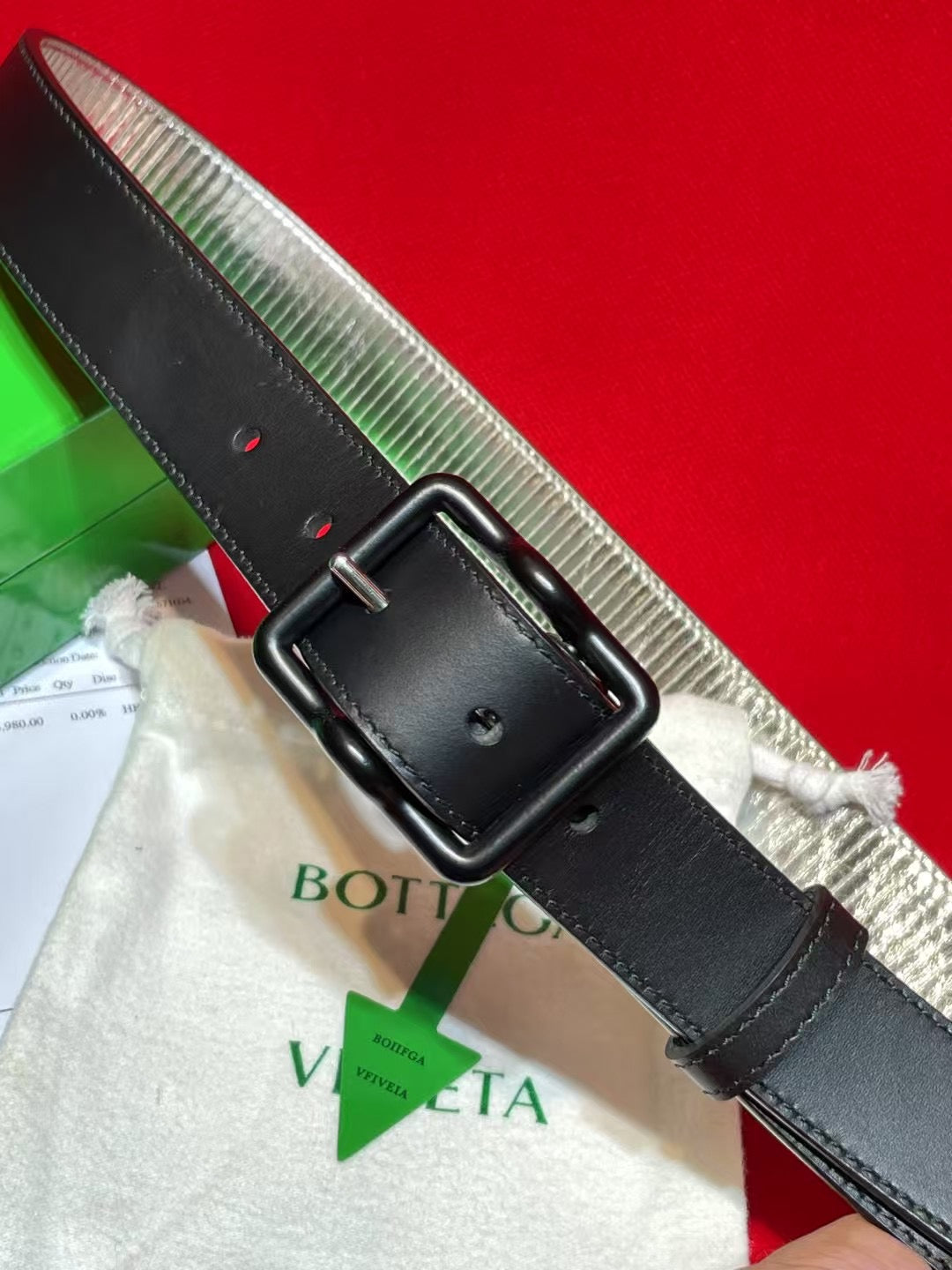 Bottega Veneta Black & Silver Designer Belt