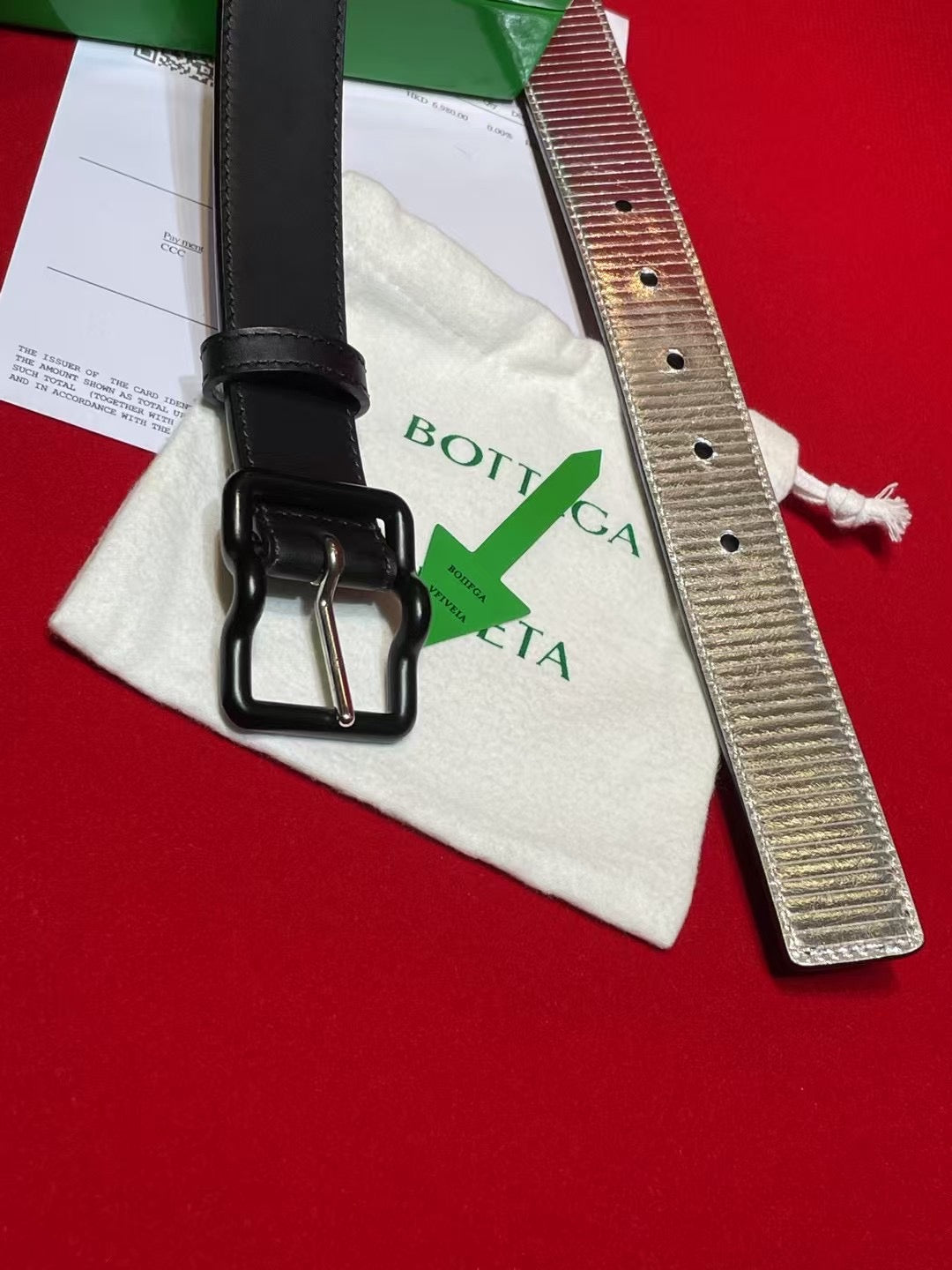 Bottega Veneta Black & Silver Designer Belt - detail image 5