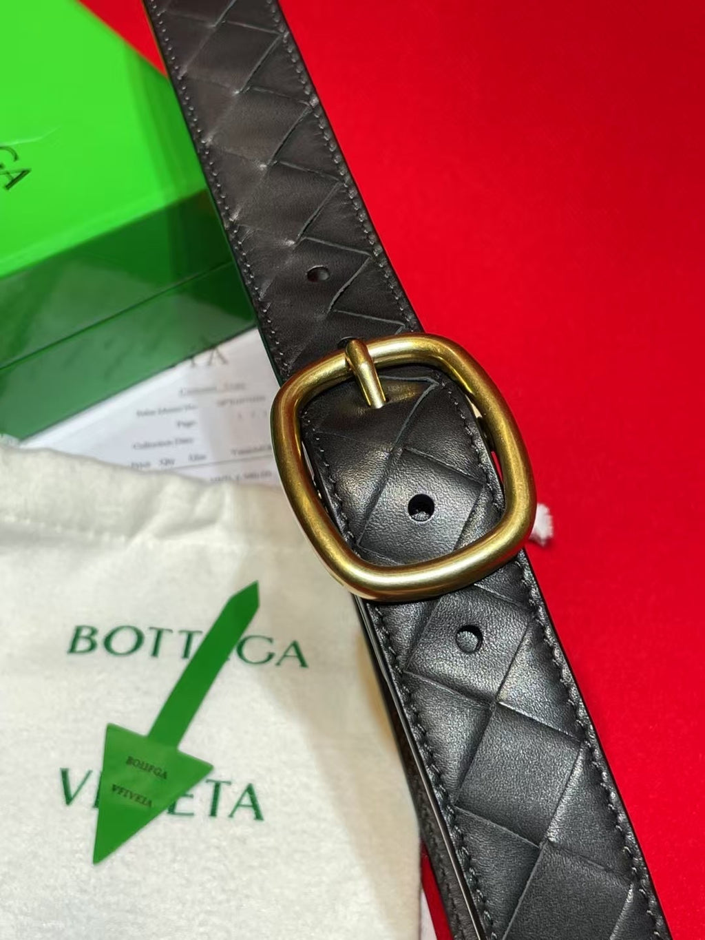 Bottega Veneta Black & Gold Designer Belt
