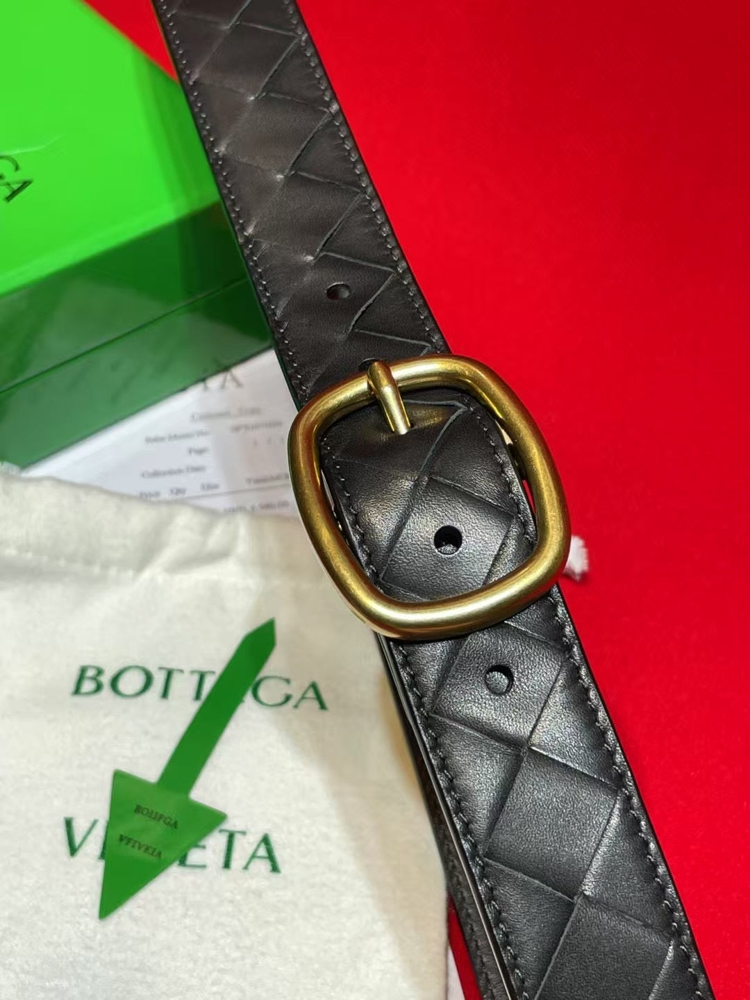 Bottega Veneta Black & Gold Designer Belt