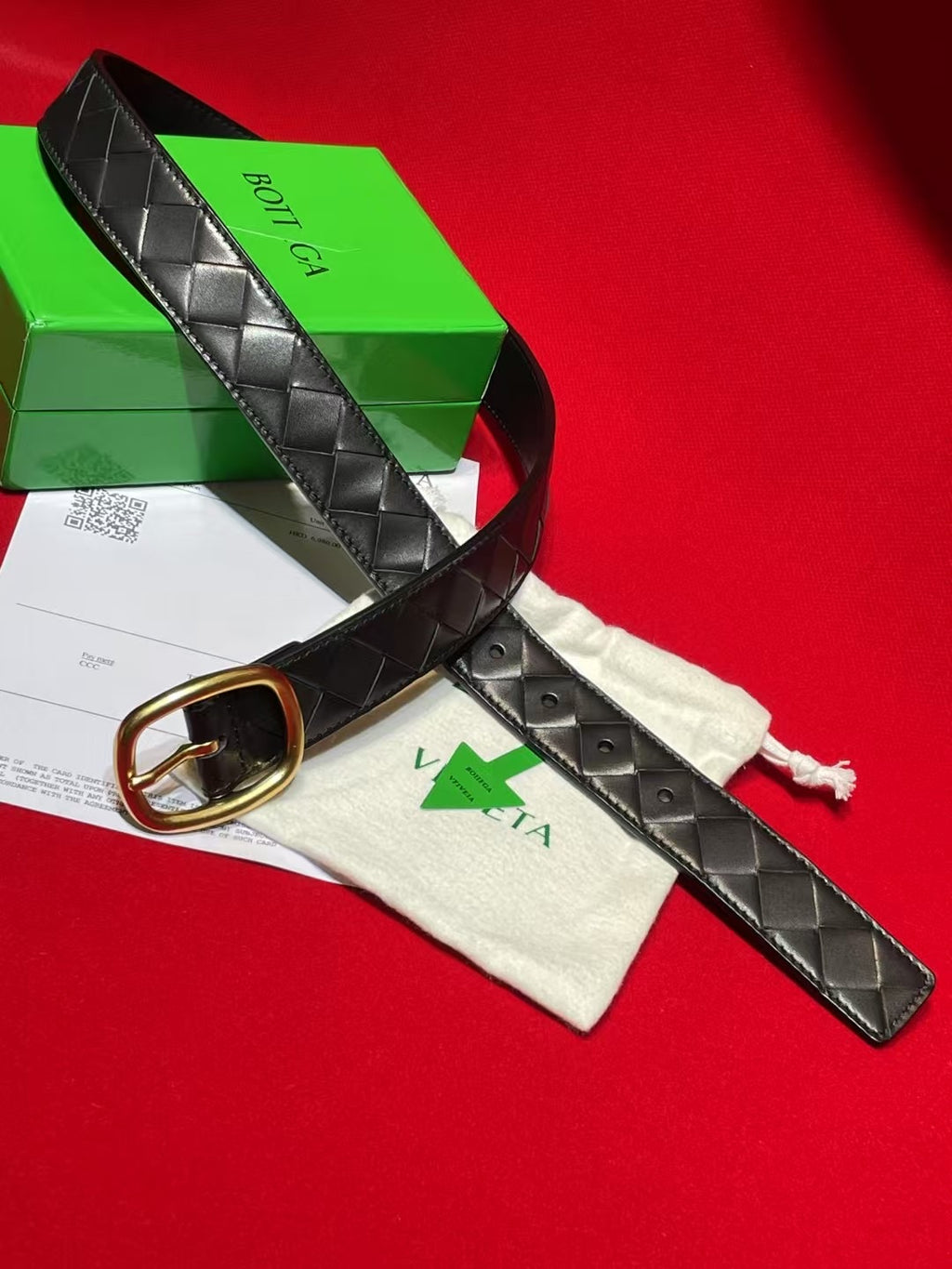 Bottega Veneta Black & Gold Designer Belt - detail image 5