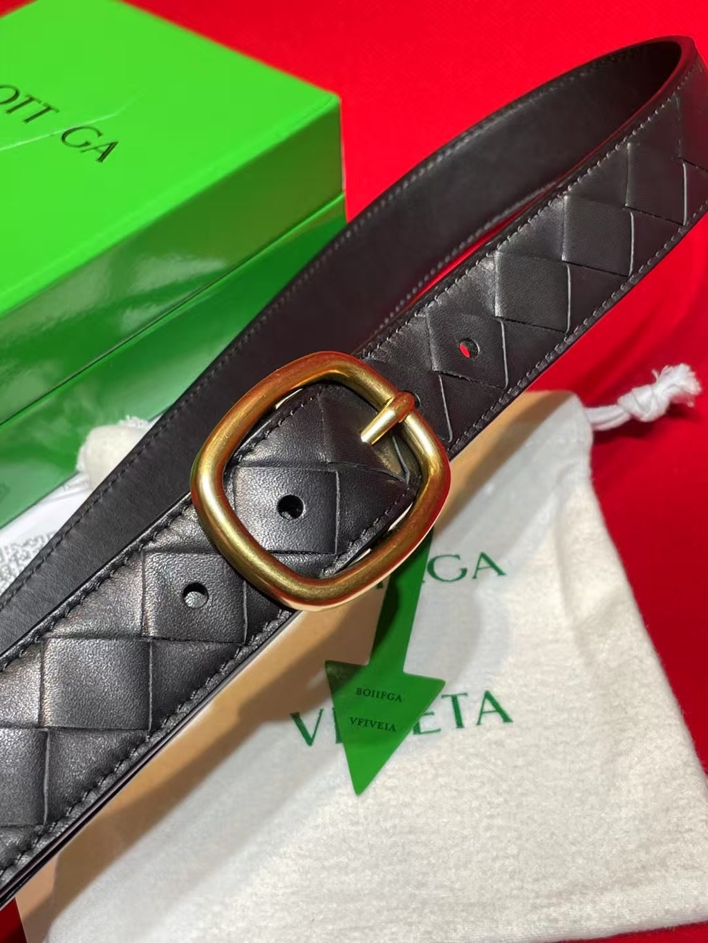 Bottega Veneta Black & Gold Designer Belt - detail image 2