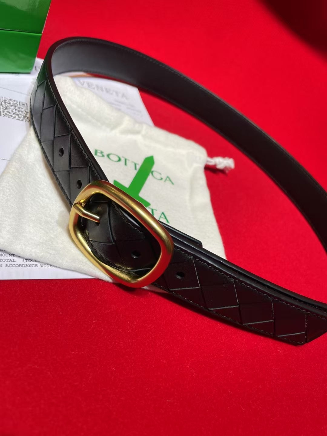 Bottega Veneta Black & Gold Designer Belt - detail image 3