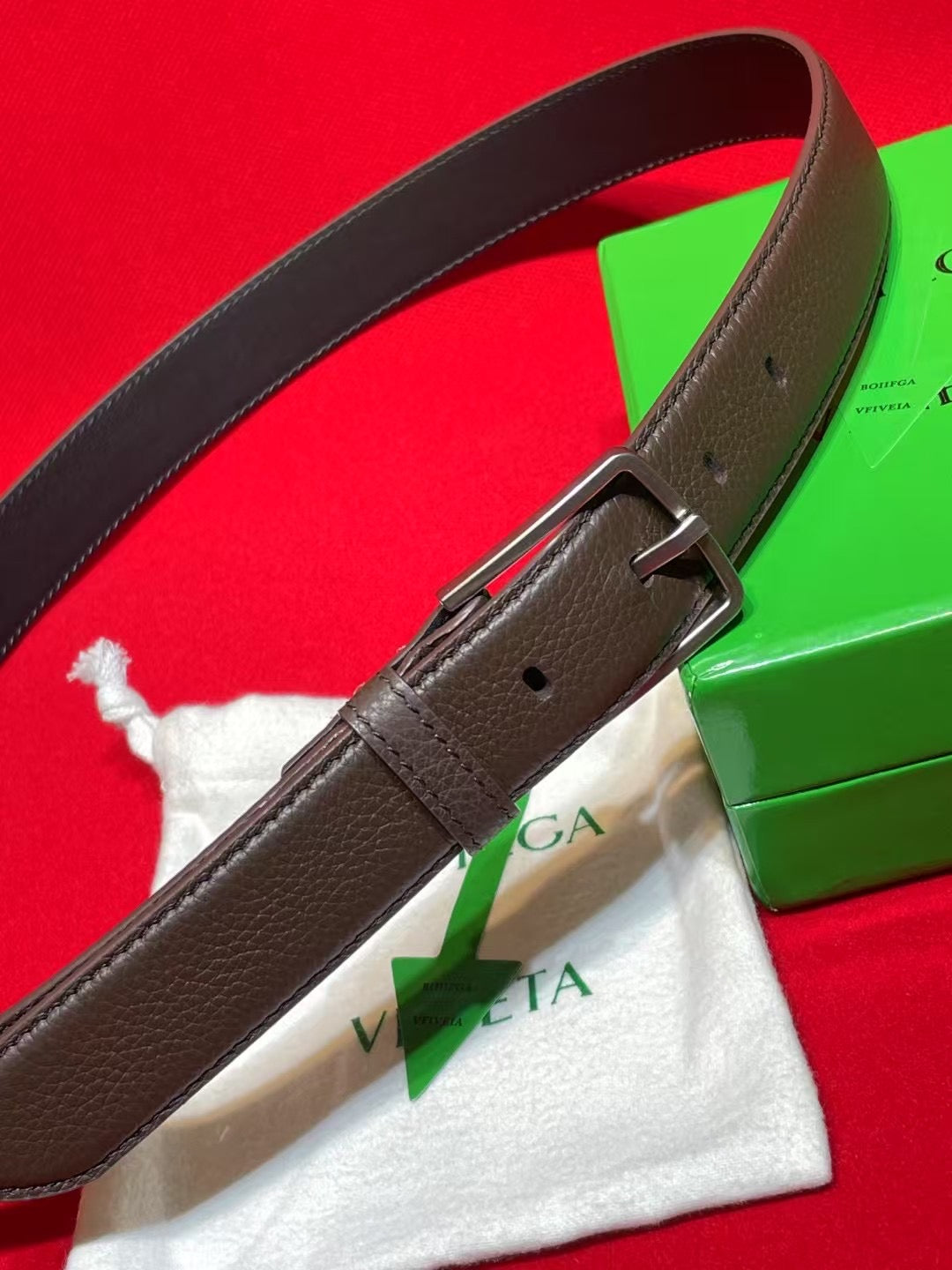 Bottega Veneta Brown & Silver Designer Belt - detail image 3