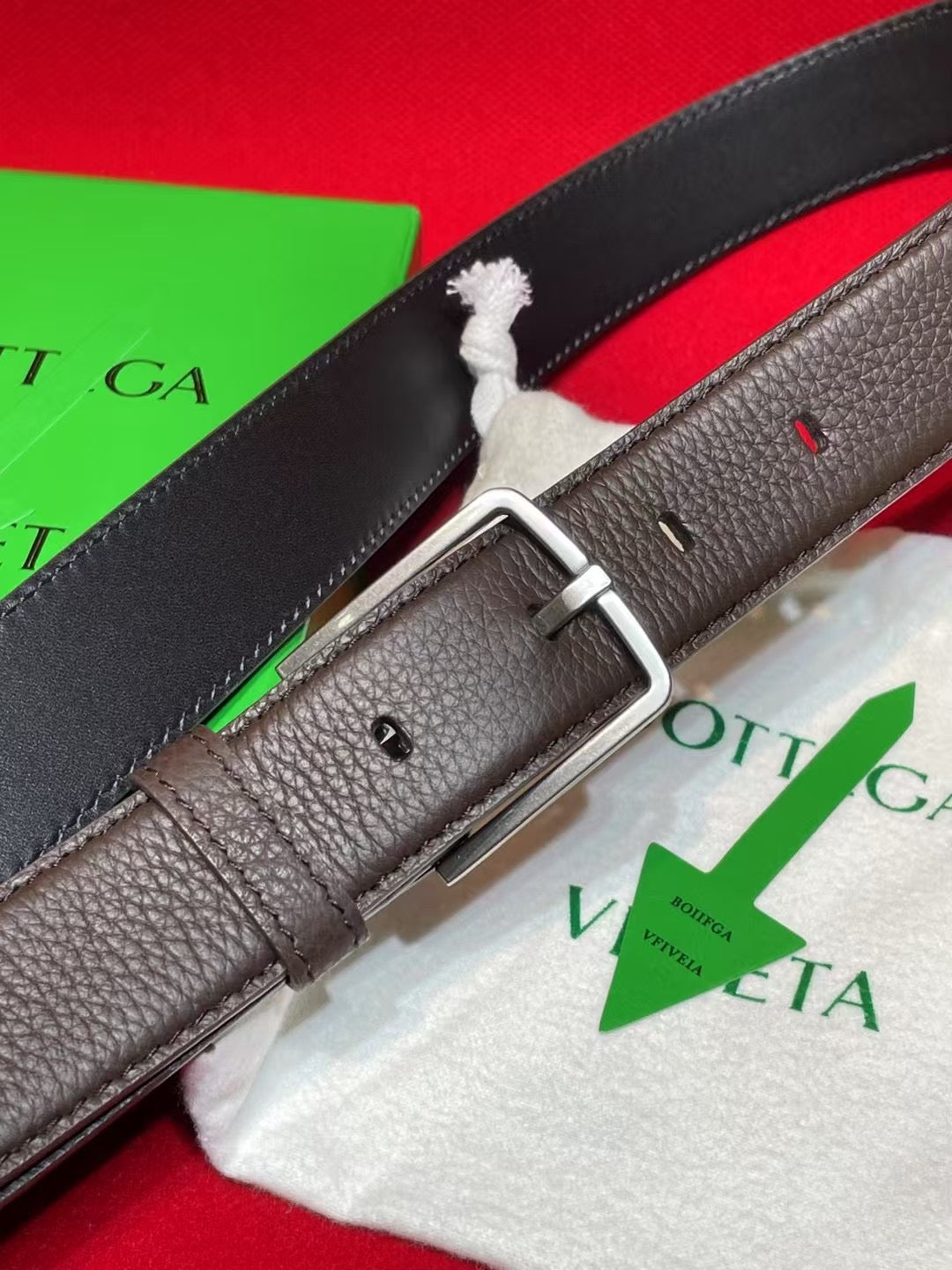 Bottega Veneta Brown & Silver Designer Belt - detail image 2