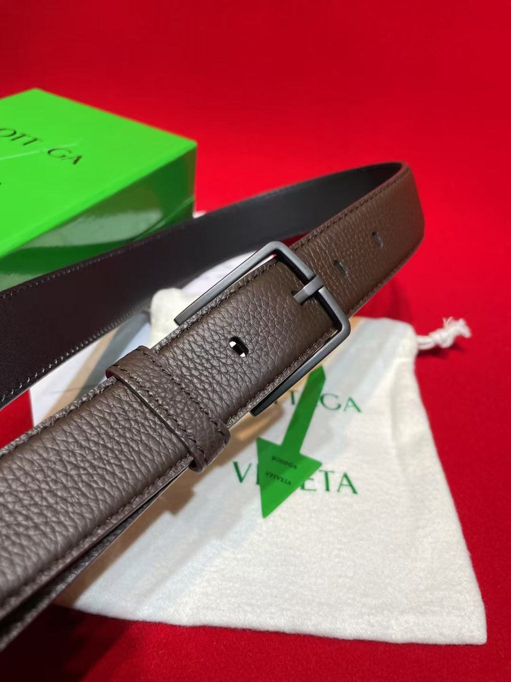 Bottega Veneta Brown & Gray Designer Belt - detail image 6