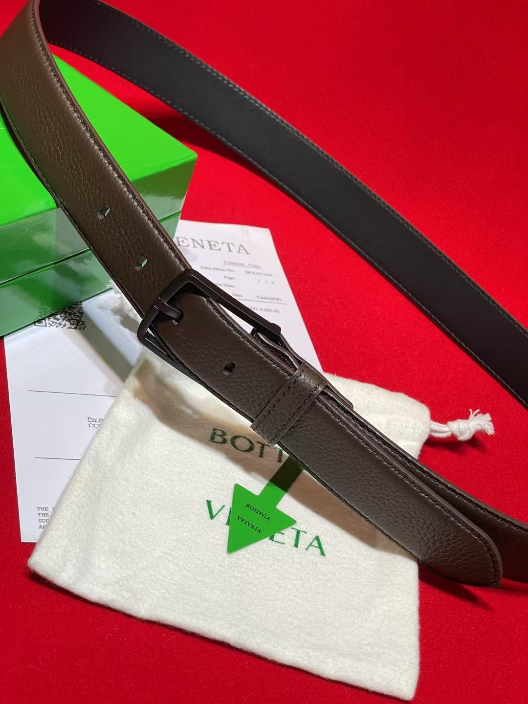 Bottega Veneta Brown & Gray Designer Belt - detail image 4
