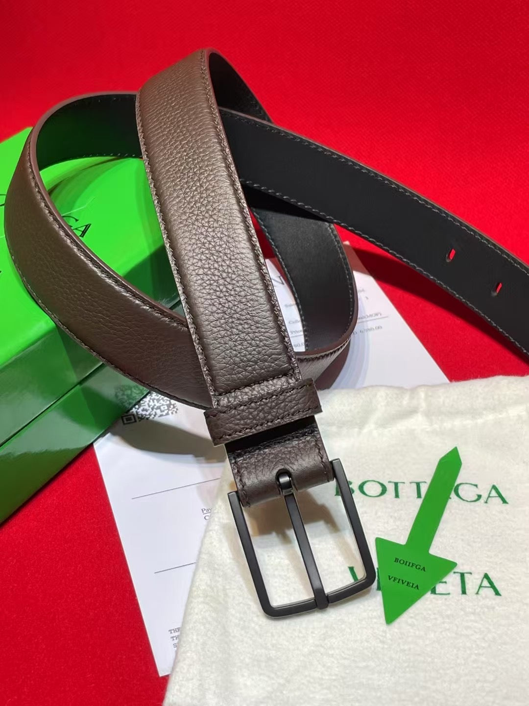 Bottega Veneta Brown & Gray Designer Belt - detail image 3
