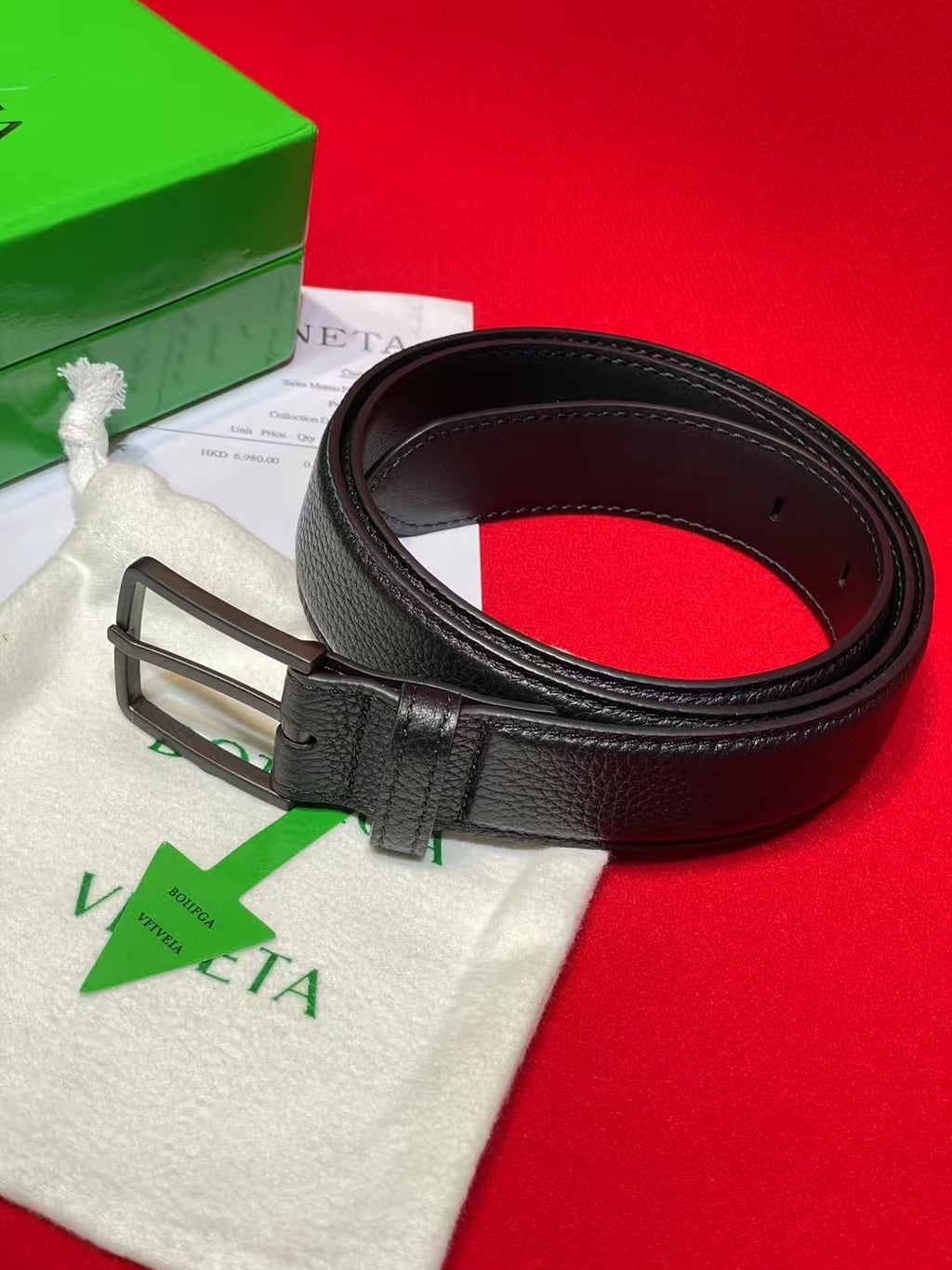 Bottega Veneta Black & Gray Designer Belt - detail image 5
