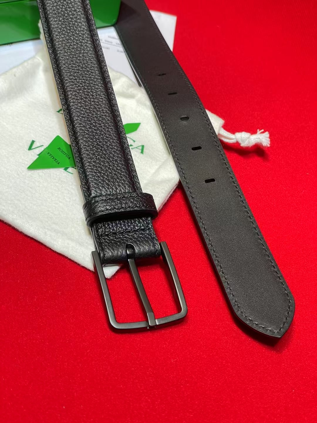 Bottega Veneta Black & Gray Designer Belt - detail image 6