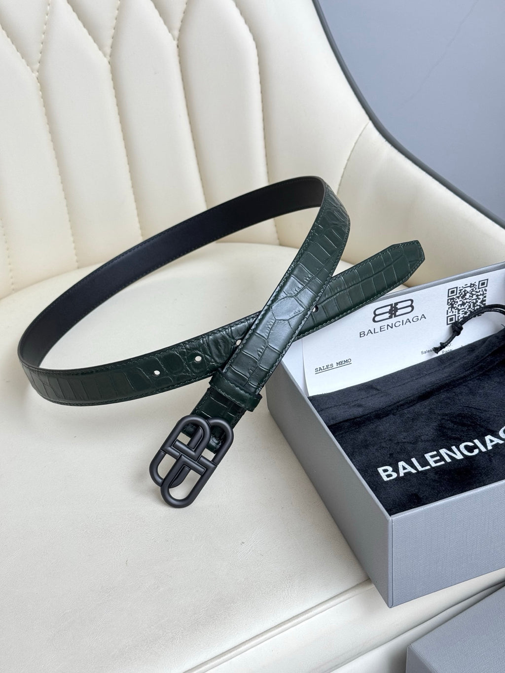Balenciaga 5816901LR041000 Dark Green & Green Designer Belt Edition 3 - detail image 3