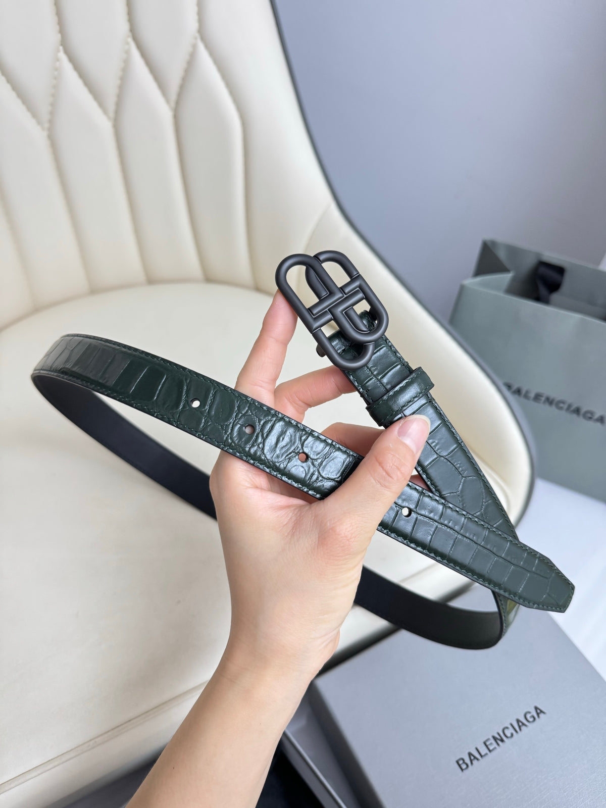 Balenciaga 5816901LR041000 Dark Green & Green Designer Belt Edition 3 - detail image 2