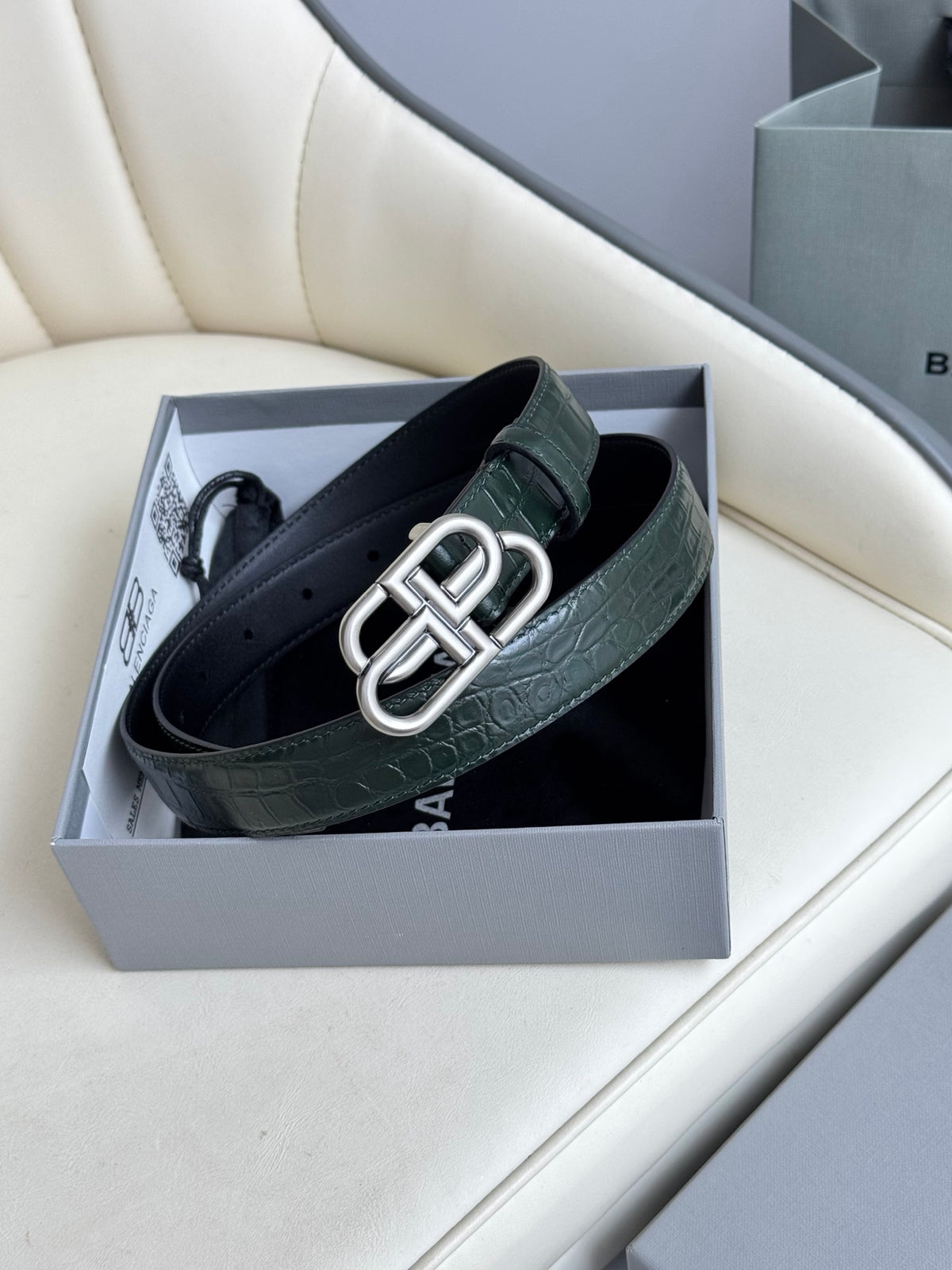 Balenciaga 5816901LR041000 Dark Green & Green Designer Belt Edition 2