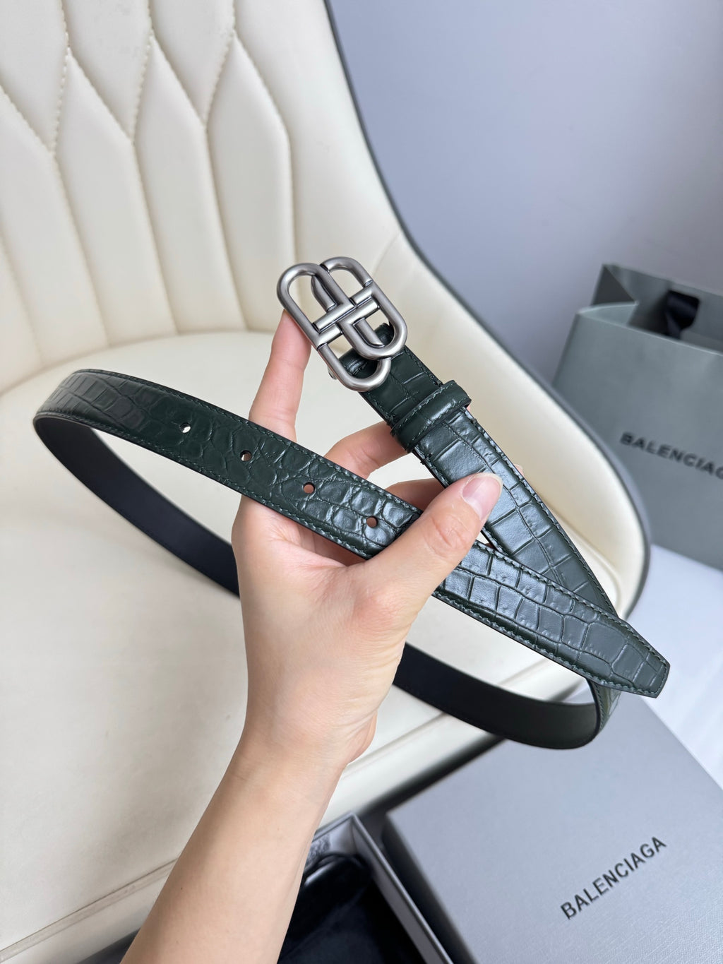 Balenciaga 5816901LR041000 Dark Green & Green Designer Belt Edition 2 - detail image 2