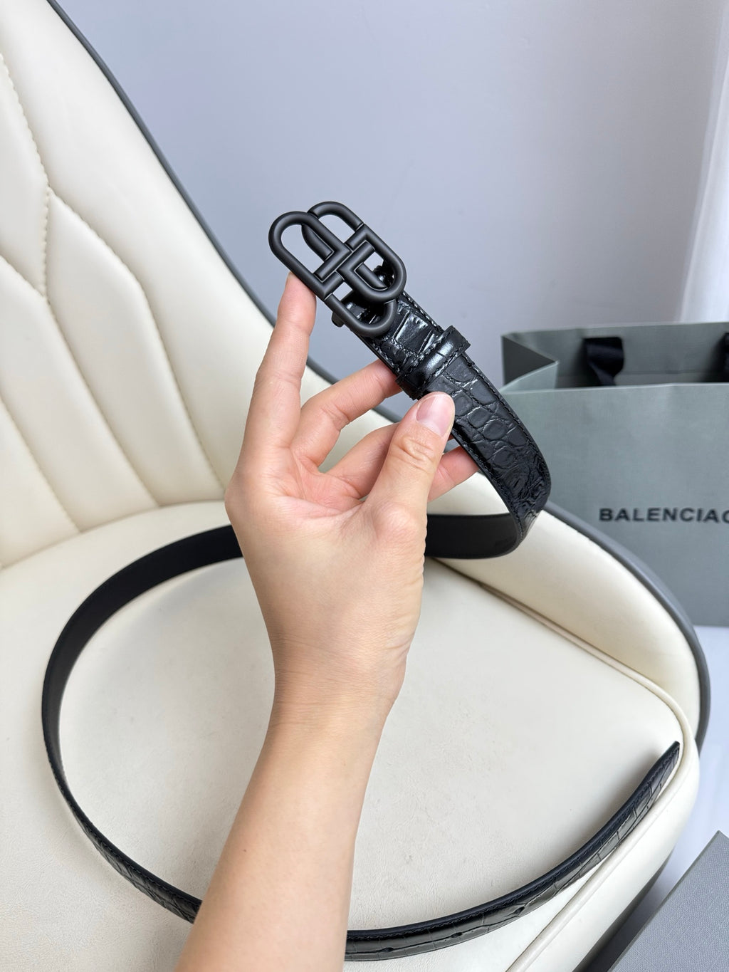 Balenciaga 5816901LR041000 Black Designer Belt - detail image 4