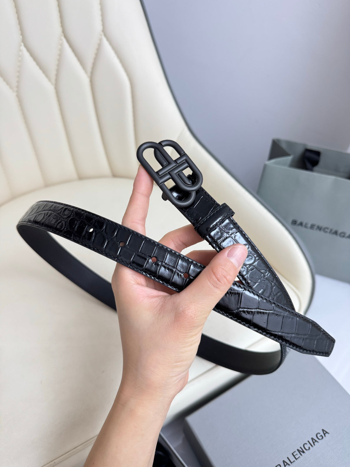 Balenciaga 5816901LR041000 Black Designer Belt - detail image 2