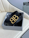 Balenciaga 7660312AAW21000 Black & Gold Designer Belt
