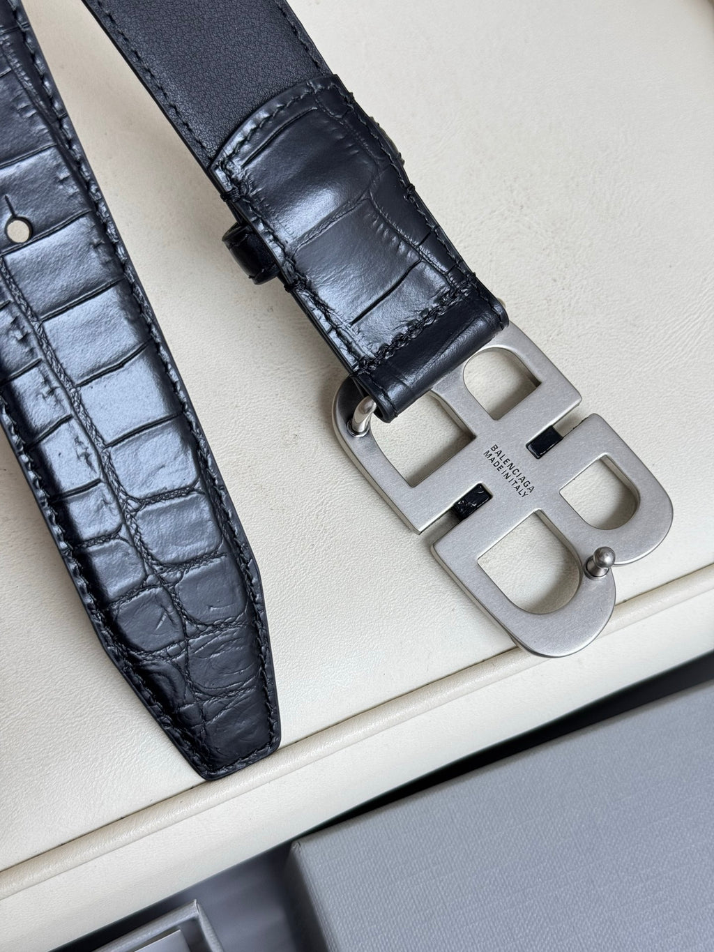 Balenciaga 7660312AAW21000 Black & Silver Designer Belt - detail image 6