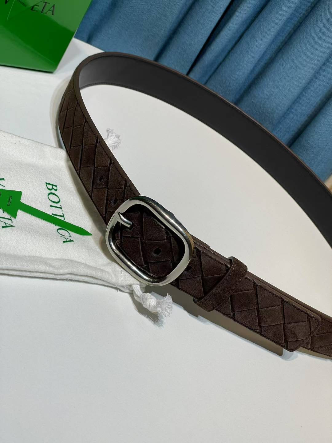 Bottega Veneta 837520V1QE12145 Brown & Silver Designer Belt - detail image 3