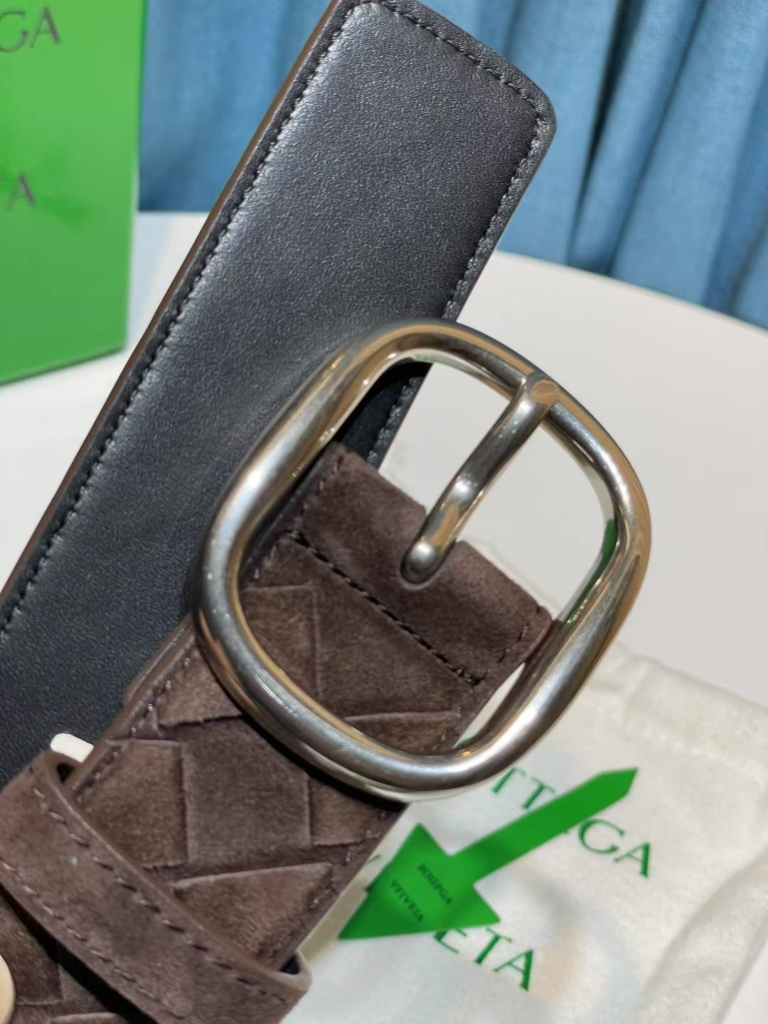 Bottega Veneta 837520V1QE12145 Brown & Silver Designer Belt - detail image 6