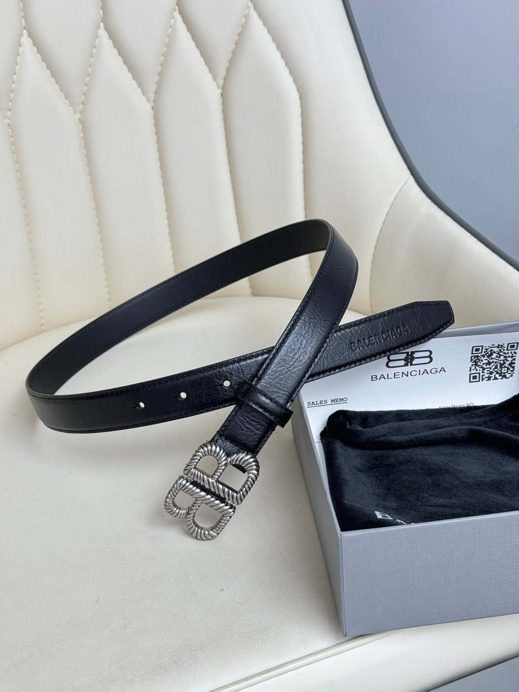 Balenciaga Black & Silver Designer Belt - detail image 3