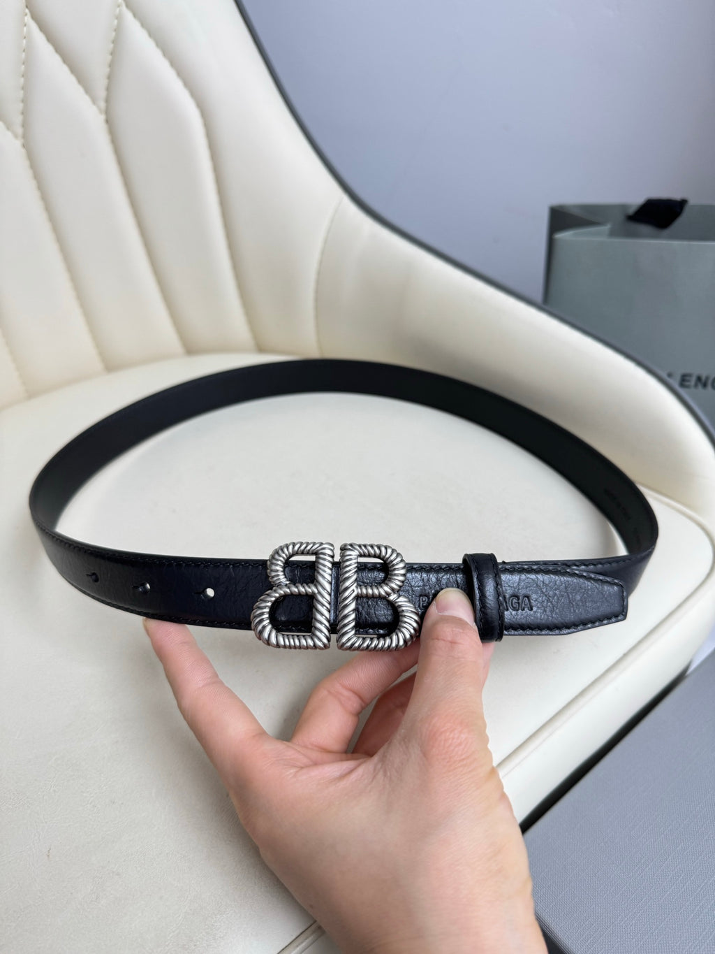 Balenciaga Black & Silver Designer Belt - detail image 8