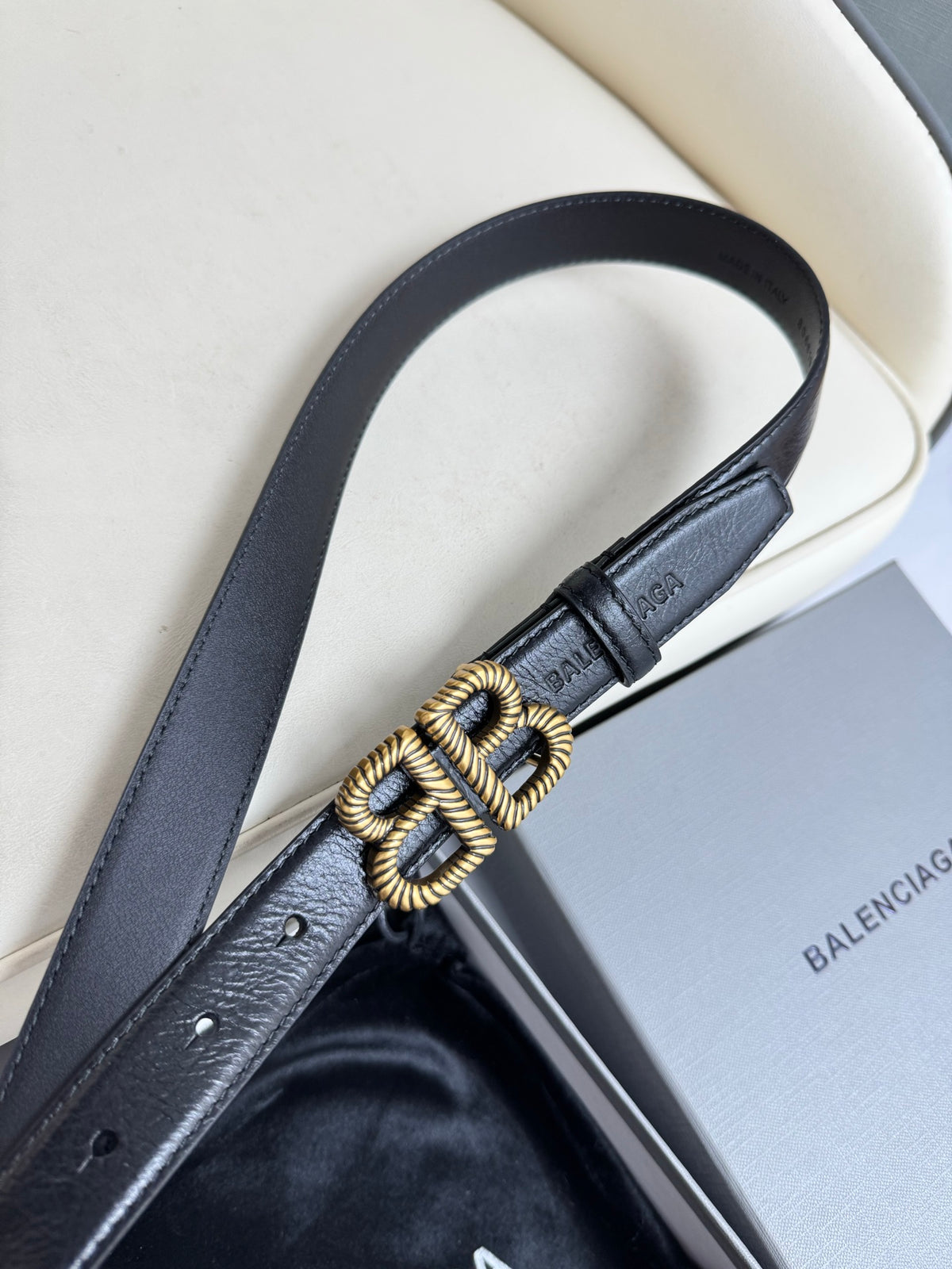 Balenciaga Black & Gold Designer Belt - detail image 7