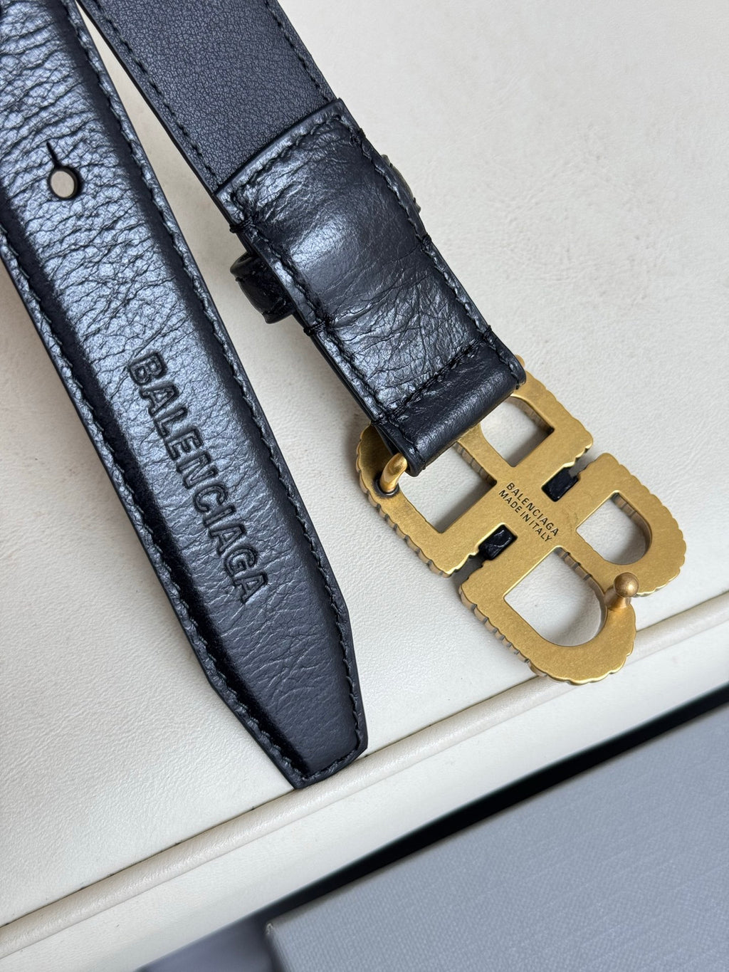 Balenciaga Black & Gold Designer Belt - detail image 6