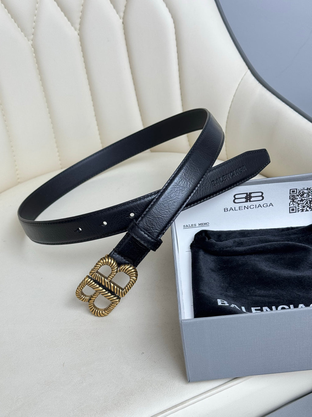 Balenciaga Black & Gold Designer Belt - detail image 3