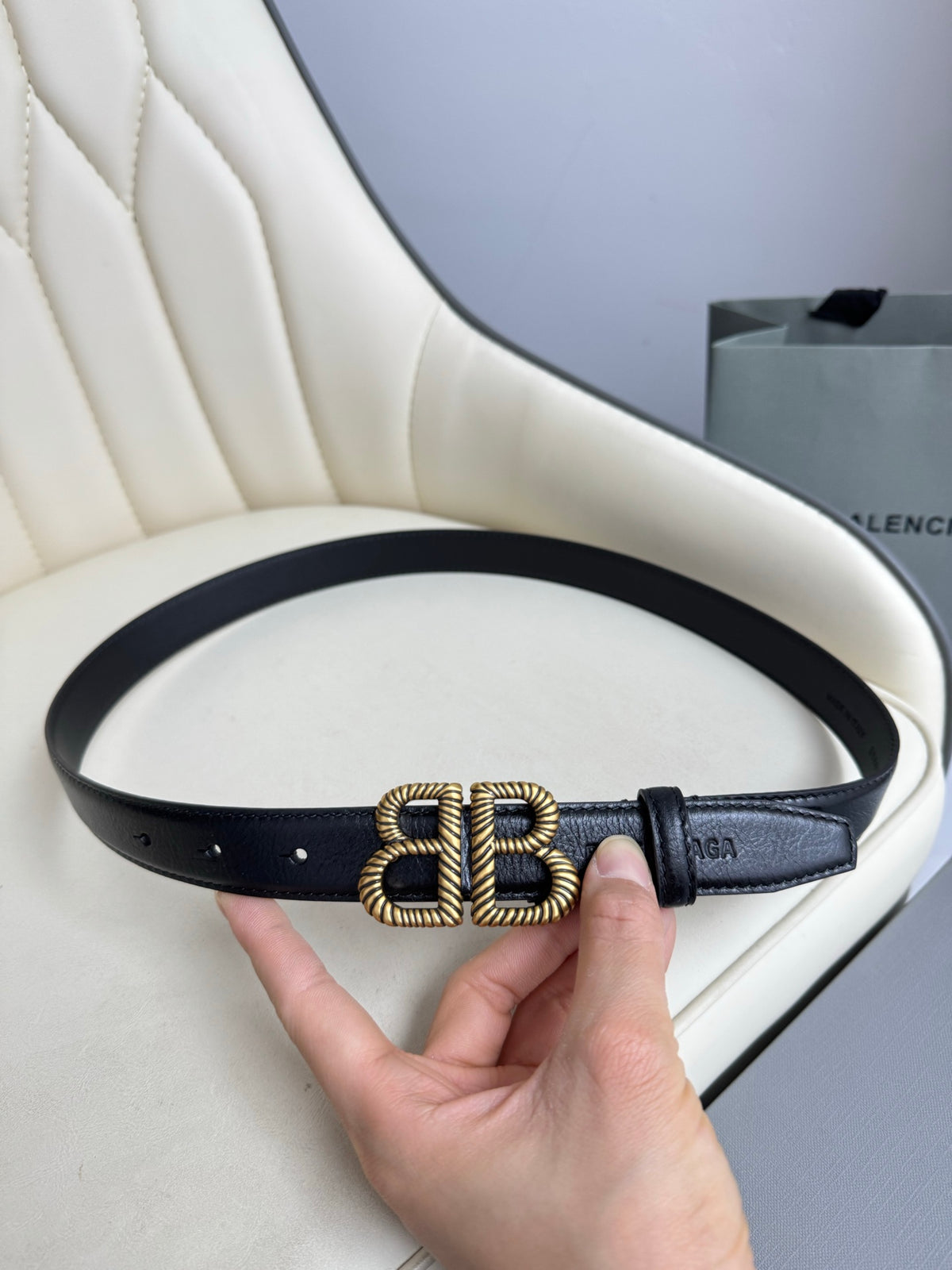Balenciaga Black & Gold Designer Belt - detail image 8