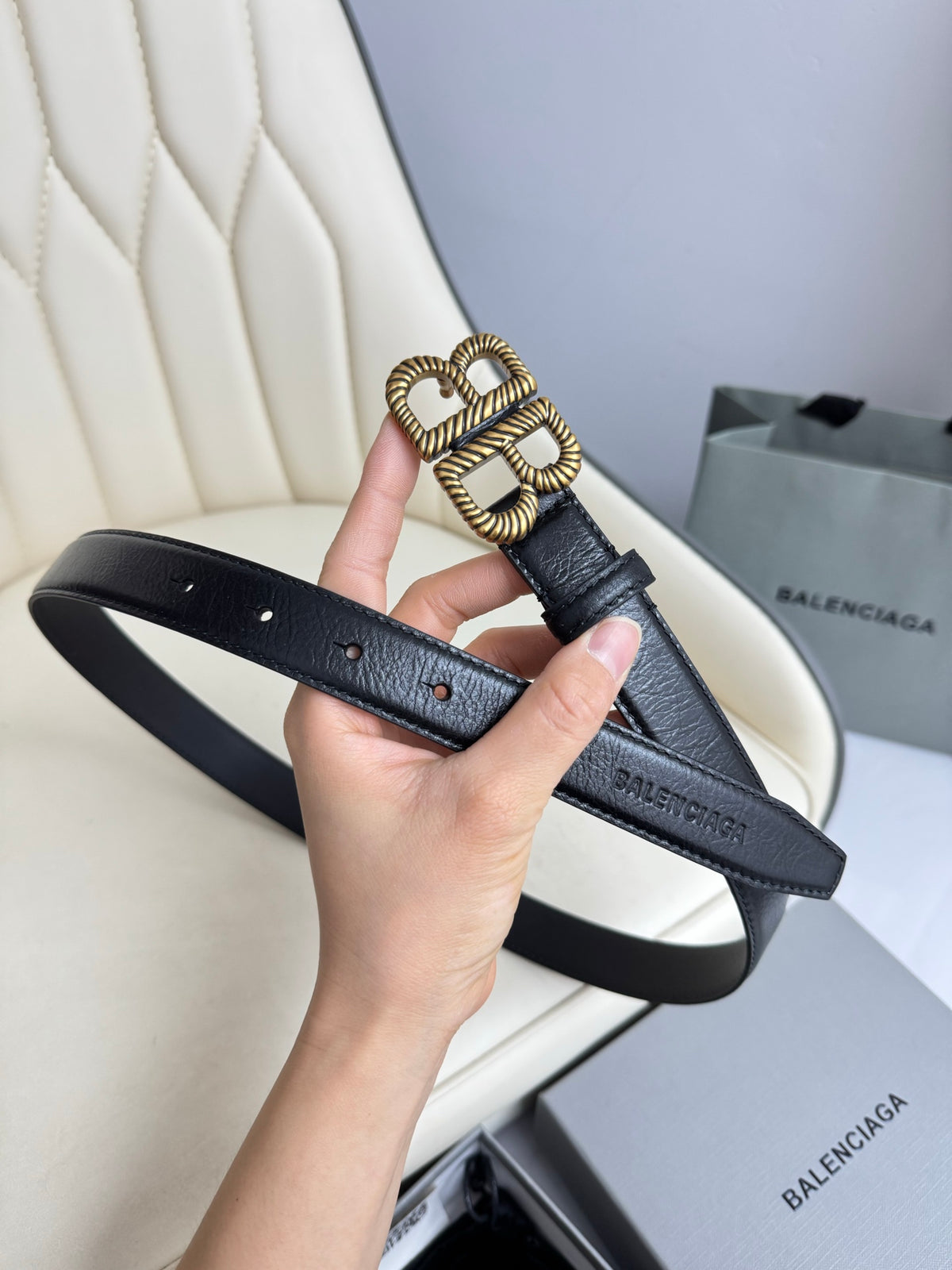 Balenciaga Black & Gold Designer Belt - detail image 2