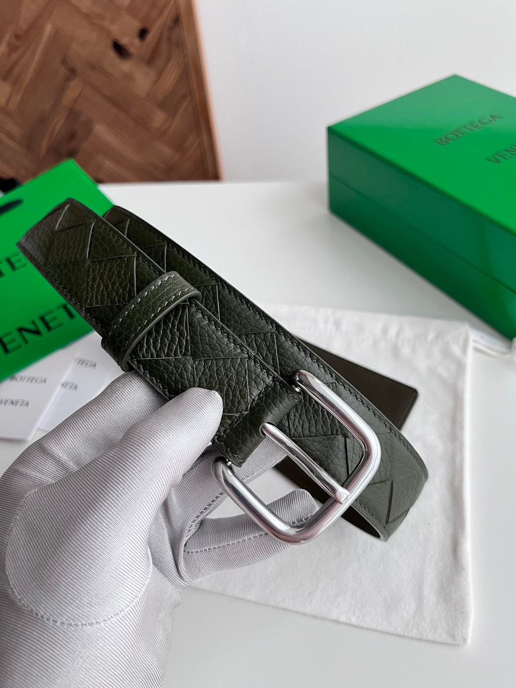 Bottega Veneta 829228V5I513009 Dark Green & Green Designer Belt Edition 2 - detail image 2