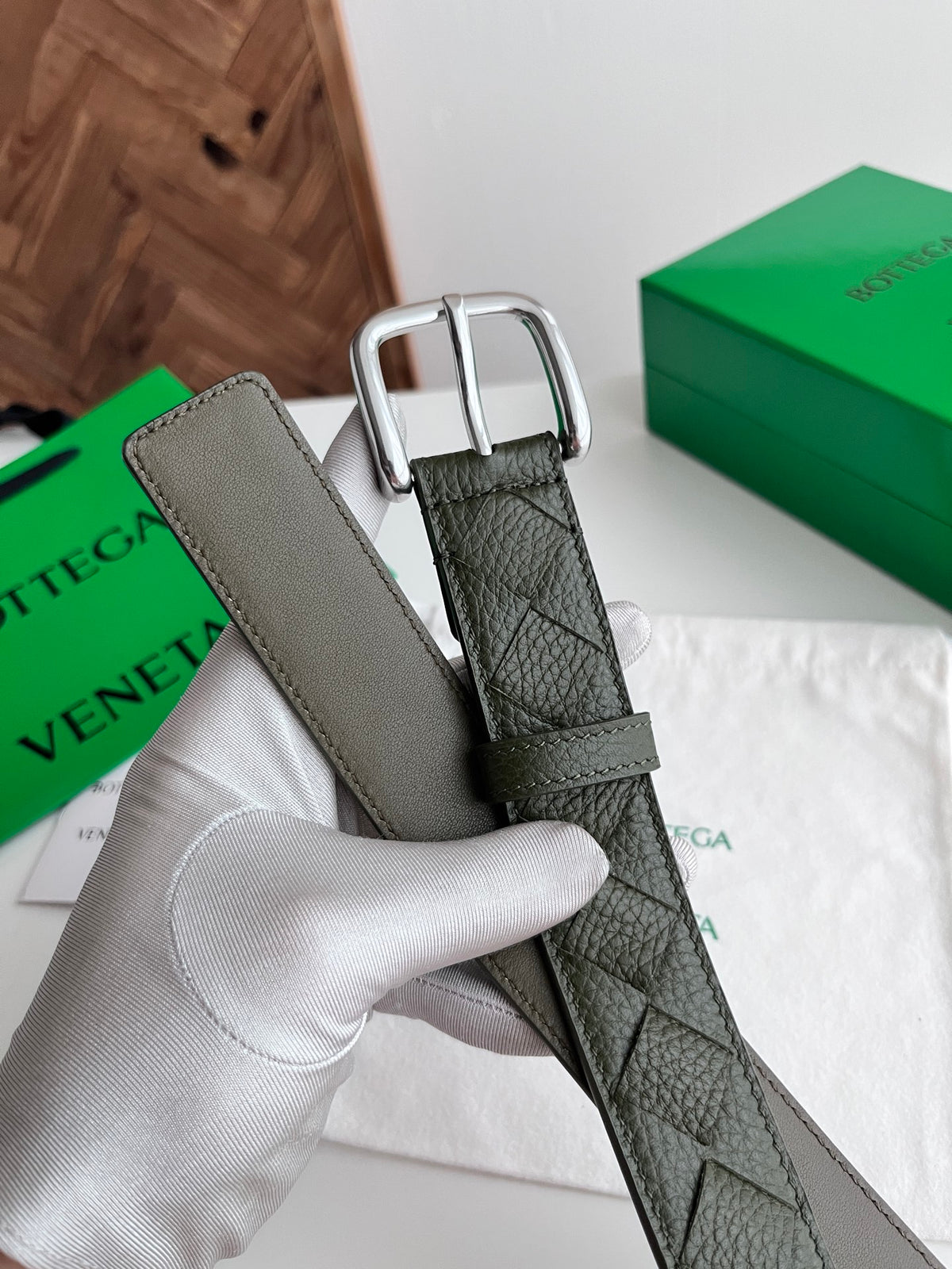 Bottega Veneta 829228V5I513009 Dark Green & Green Designer Belt Edition 2 - detail image 4