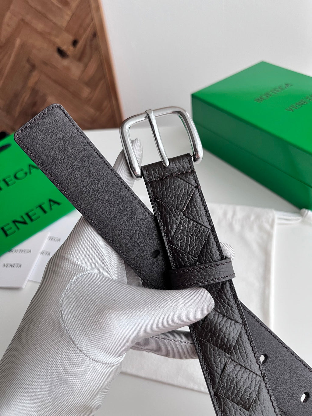 Bottega Veneta 829228V5I512145 Brown & Silver Designer Belt - detail image 4