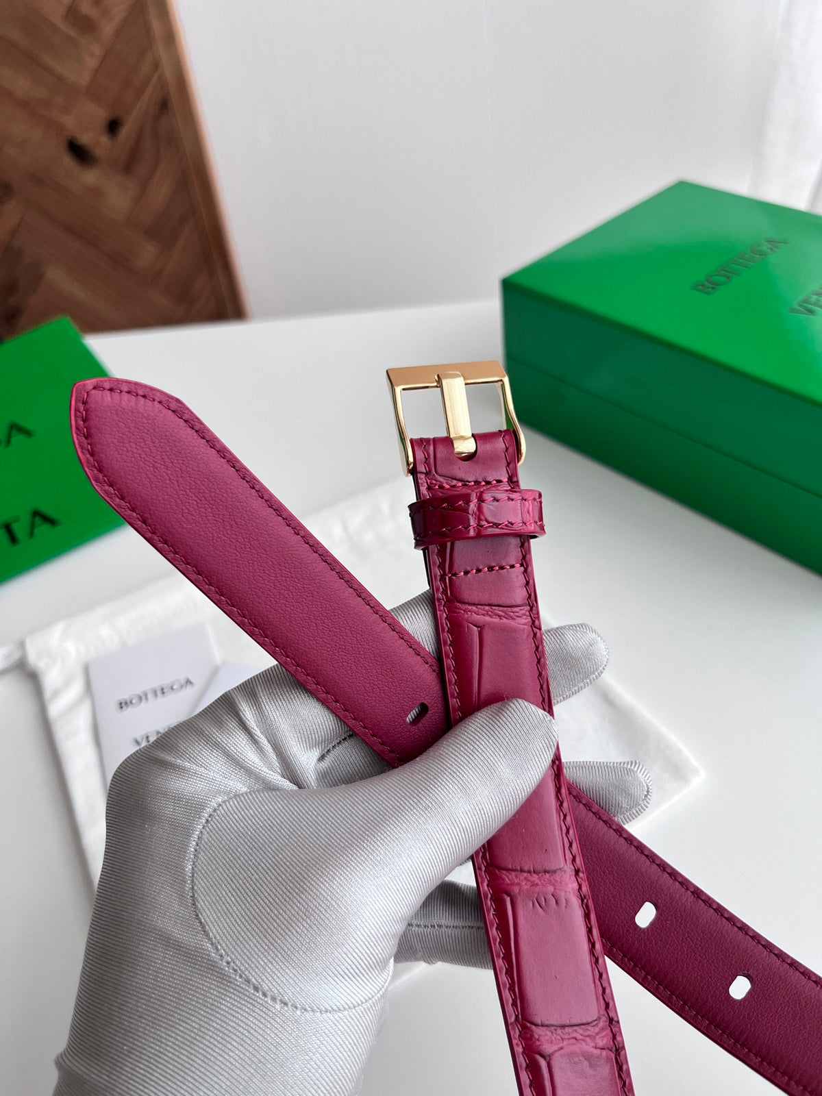 Bottega Veneta Burgundy & Red Designer Belt - detail image 4