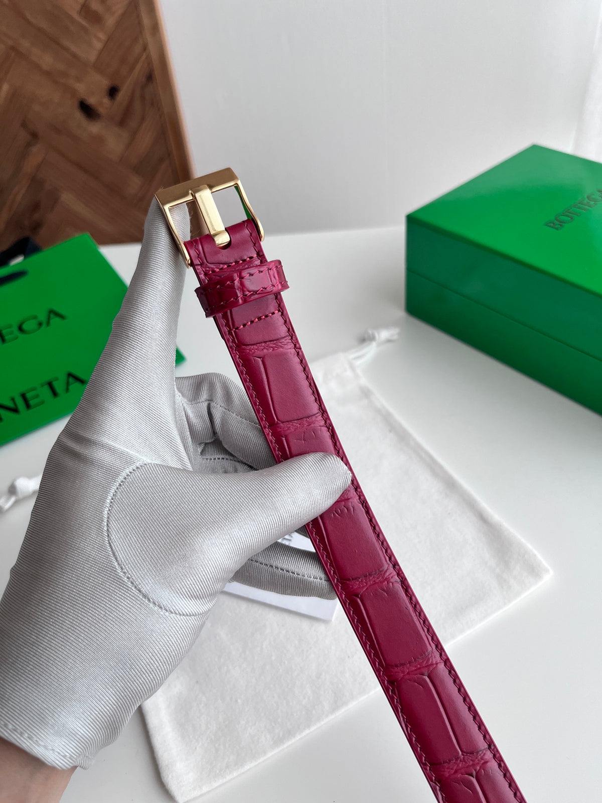 Bottega Veneta Burgundy & Red Designer Belt - detail image 3