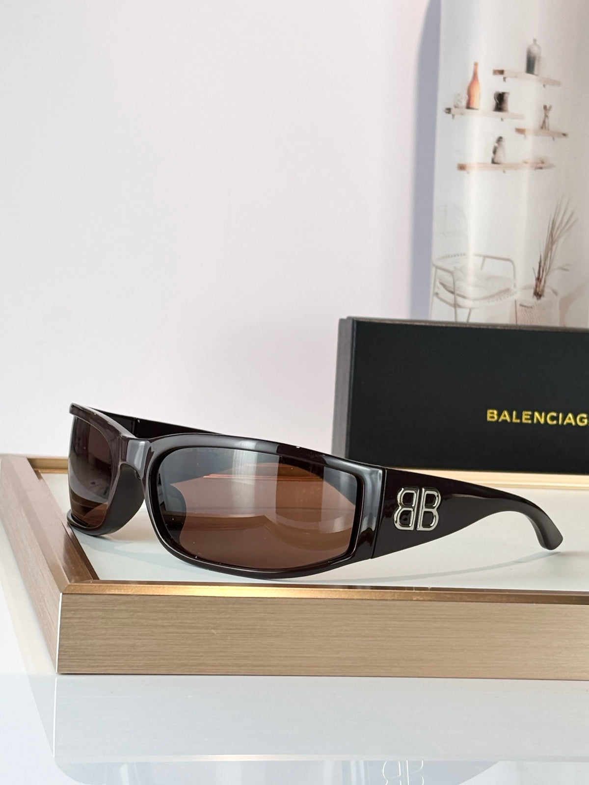 Balenciaga BB0458 Black & Rose Gold Designer Sunglasses - detail image 6