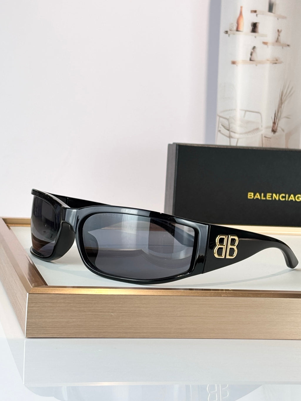 Balenciaga BB0458 Black & Rose Gold Designer Sunglasses - detail image 4